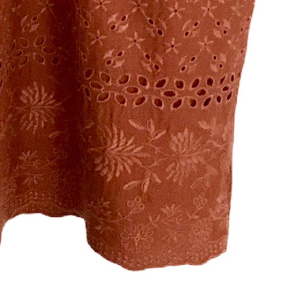 LOFT Eyelet Lace Sleeveless 100% Cotton Top Burnt Orange SP - Picture 4 of 5